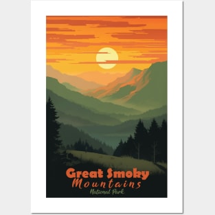 Great Smoky Mountains national park vintage travel poster Posters and Art